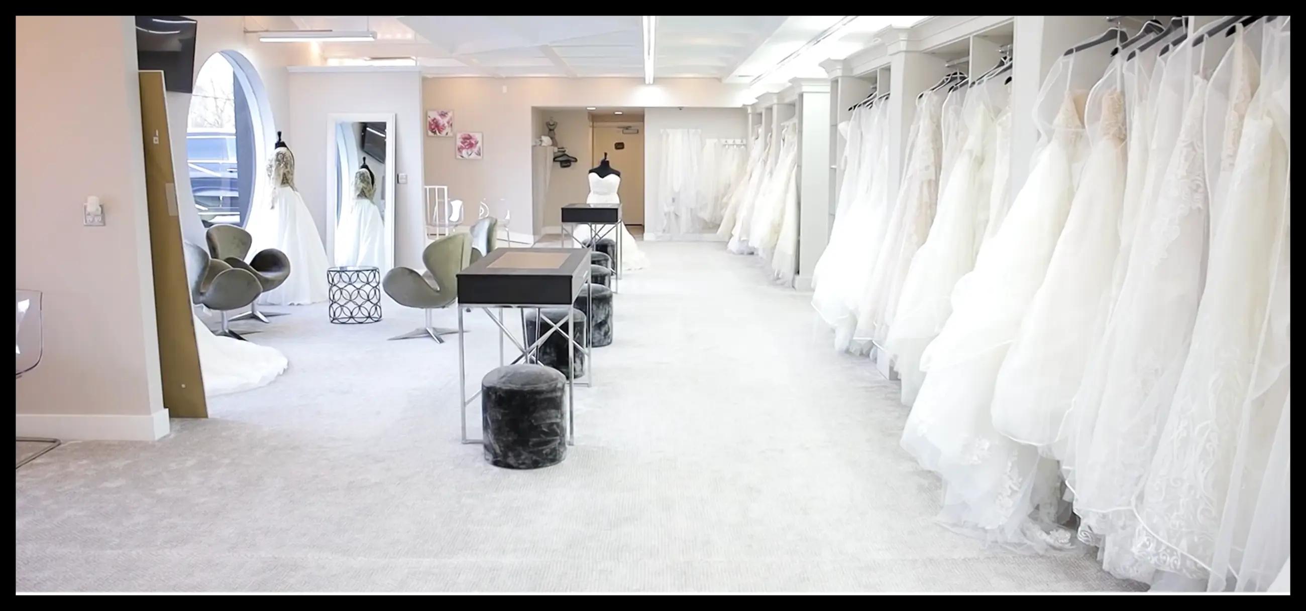 white wedding dresses in store
